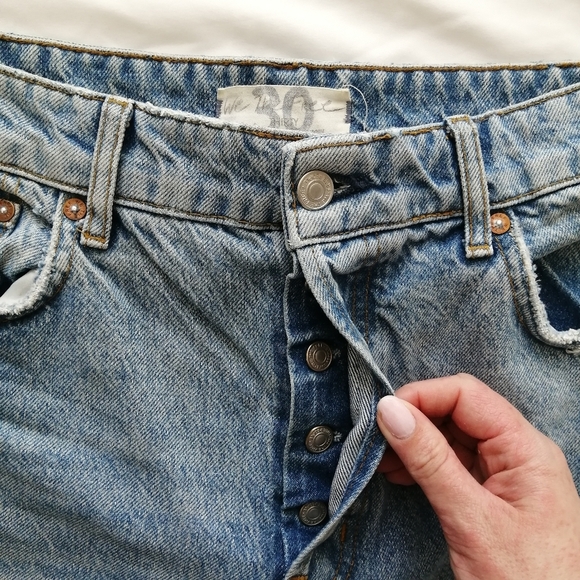 Free People We The Free Ranger Ripped Crop Wide Leg Jeans In Sky 30 - Picture 9 of 16